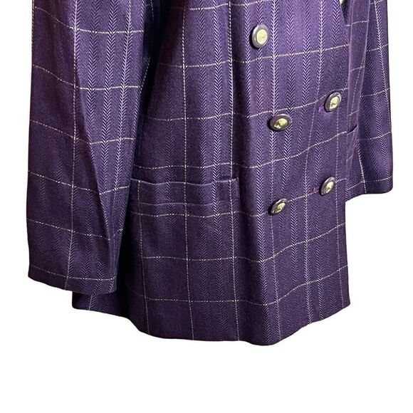 Worthington NWT purple window check double breasted blazer size 16 - Picture 3 of 14